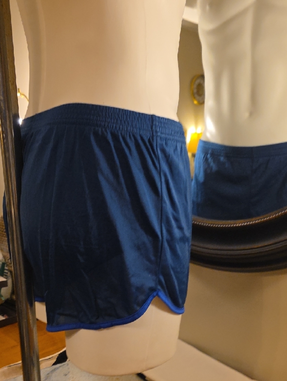 Silkies ZEROFOXTROT.COMNavy Blue Men's Athletic Shorts with Contrast Trim - Picture 6 of 9